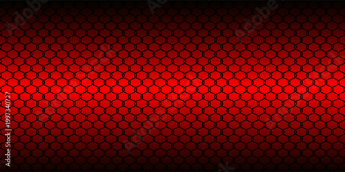 Industrial Red and Black Chain Link Fence Texture Background with Central Glow. Vector Illustration