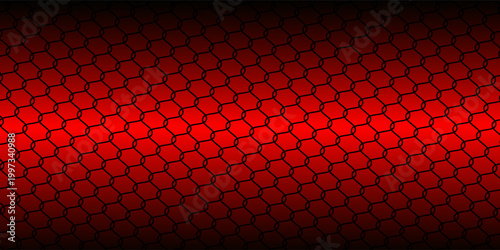Industrial Red and Black Chain Link Fence Texture Background with Central Glow. Vector Illustration