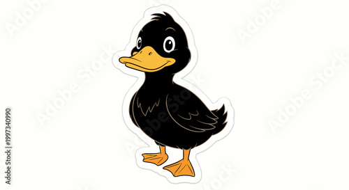 Cute Black Duckling Cartoon Character