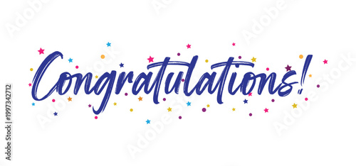 congratulations lettering with stars. Congratulations banner vector illustration.