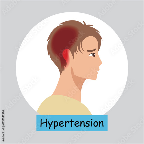 Male Character with Hypertension Headache at Back of Head Pain Location