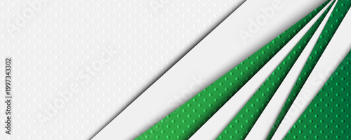 Abstract Green and White Geometric Layered Background with Dotted Texture. Vector Illustration