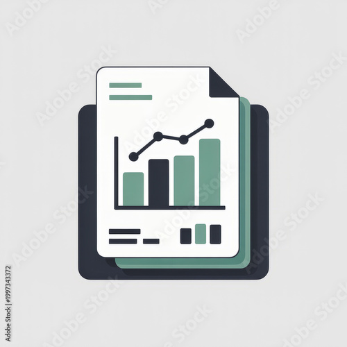 Financial report with rising graph showing positive growth and success