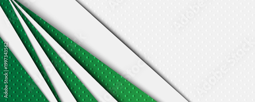 Abstract Green and White Geometric Layered Background with Dotted Texture. Vector Illustration