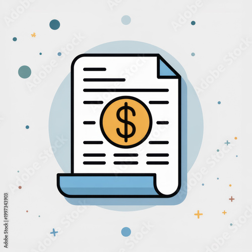 Financial document with dollar sign representing income or expenses