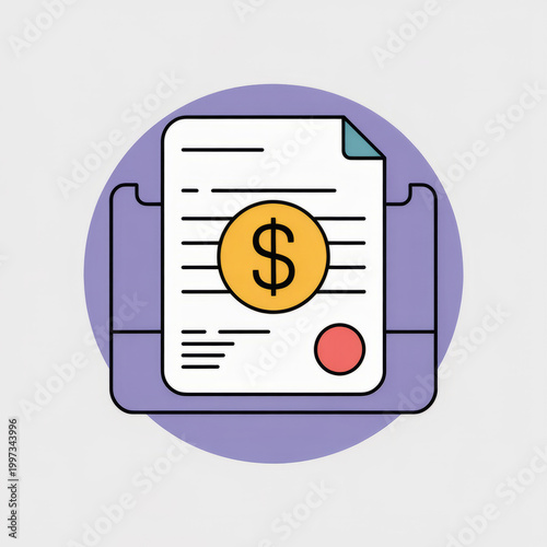 Document with dollar sign signifying financial agreement or contract.