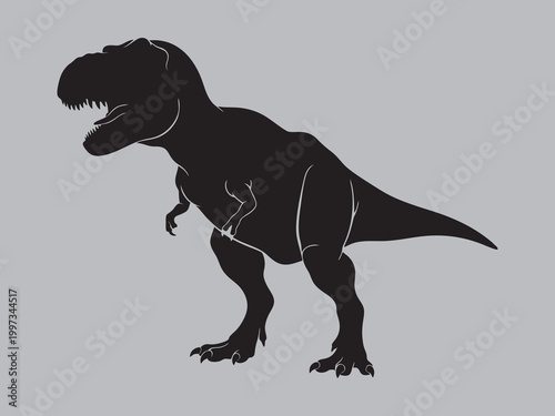 Tyrannosaurus Rex Silhouette Illustration on Grey Background
