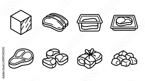 Set of human hand gestures and communication symbols in simple line art style