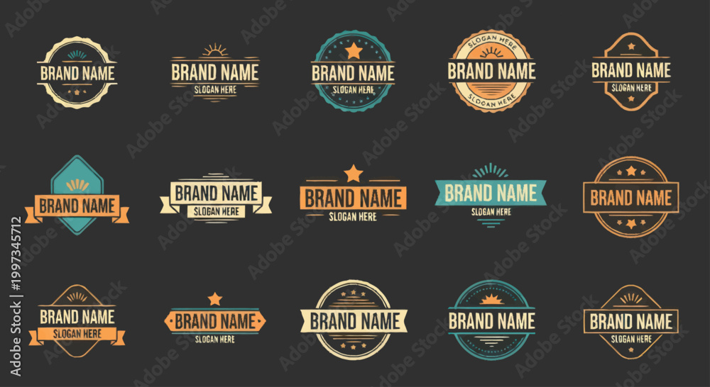 Obraz premium Collection of Vintage and Modern Brand Name Logos and Emblems.