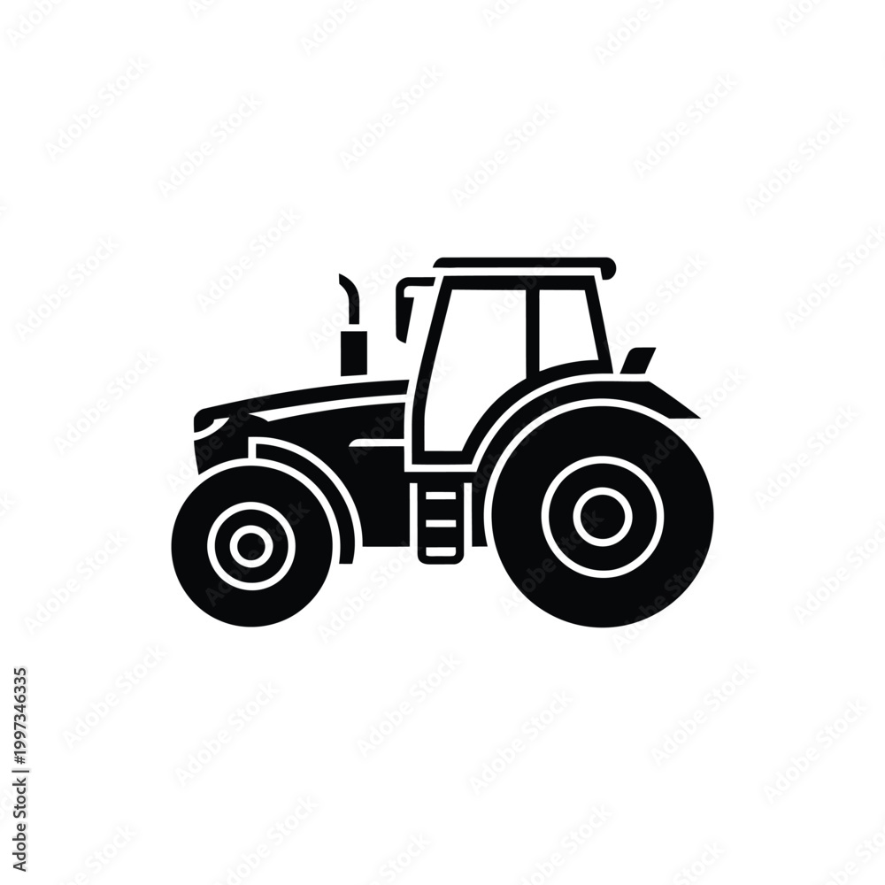 Obraz premium Black and white of a vintage tractor with large rear wheels farm equipment agricultural machinery