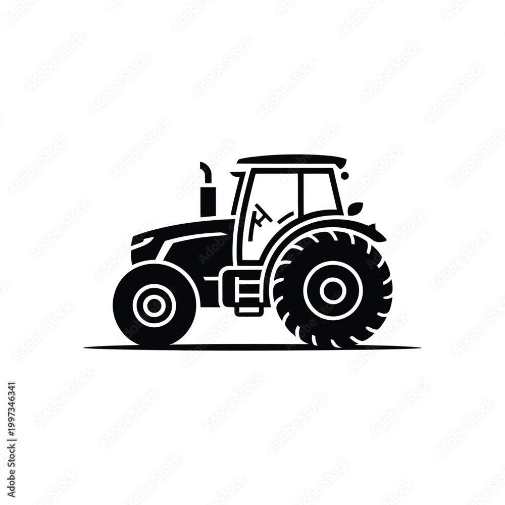 Obraz premium Black and white of a vintage tractor with large rear wheels farm equipment agricultural machinery