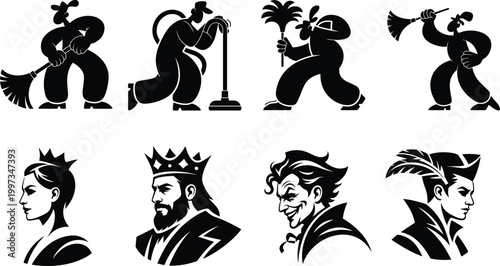 Set of human icons representing various gestures and physical activities