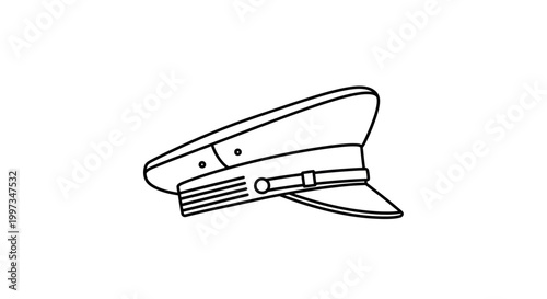 Simple Line Art Illustration of a Classic Military Officers Hat.