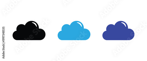 Colorful set of stylized cumulus clouds in different shades isolated for design projects