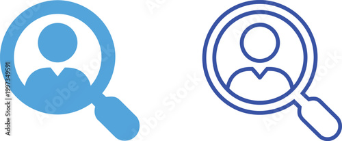 User Search and Profile Solid Icon Set Featuring Magnifier, Account and Identification Editable Vector Illustration