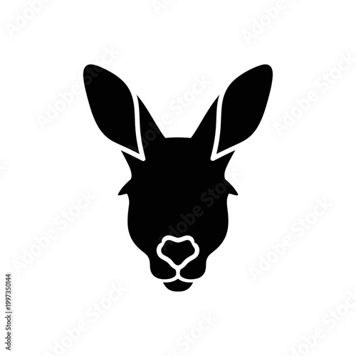 Silhouette of a kangaroo head with prominent ears and facial features.