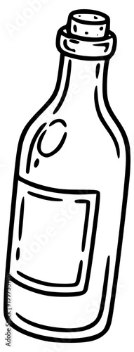 Hand drawn bottle icon minimal beverage illustration