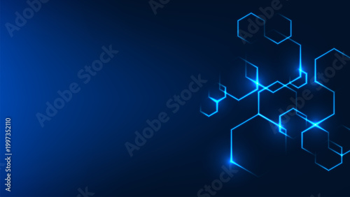 Abstract technology background connected hexagonal geometric shapes, representing the structural foundation of modern technological innovation, digital systems, data connectivity, and advanced network