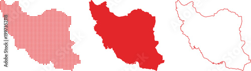 Red Dot Map Silhouette and Outline of Iran Country On White Background Keywords: Iran, map, country, Middle East