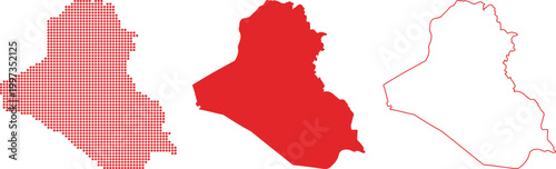 Red Dot Map Silhouette and Outline of Iraq Country On White Background Keywords: Iraq, map, country, Middle East