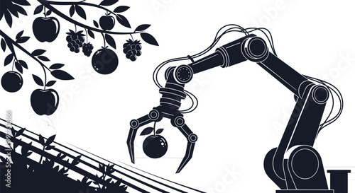 Robotic Arm Picking Fruit Mechanically.