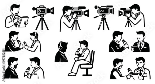 Press Journalism and Breaking News Media Icons