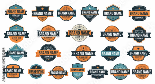 Collection of Vintage Brand Name Logos and Emblems.