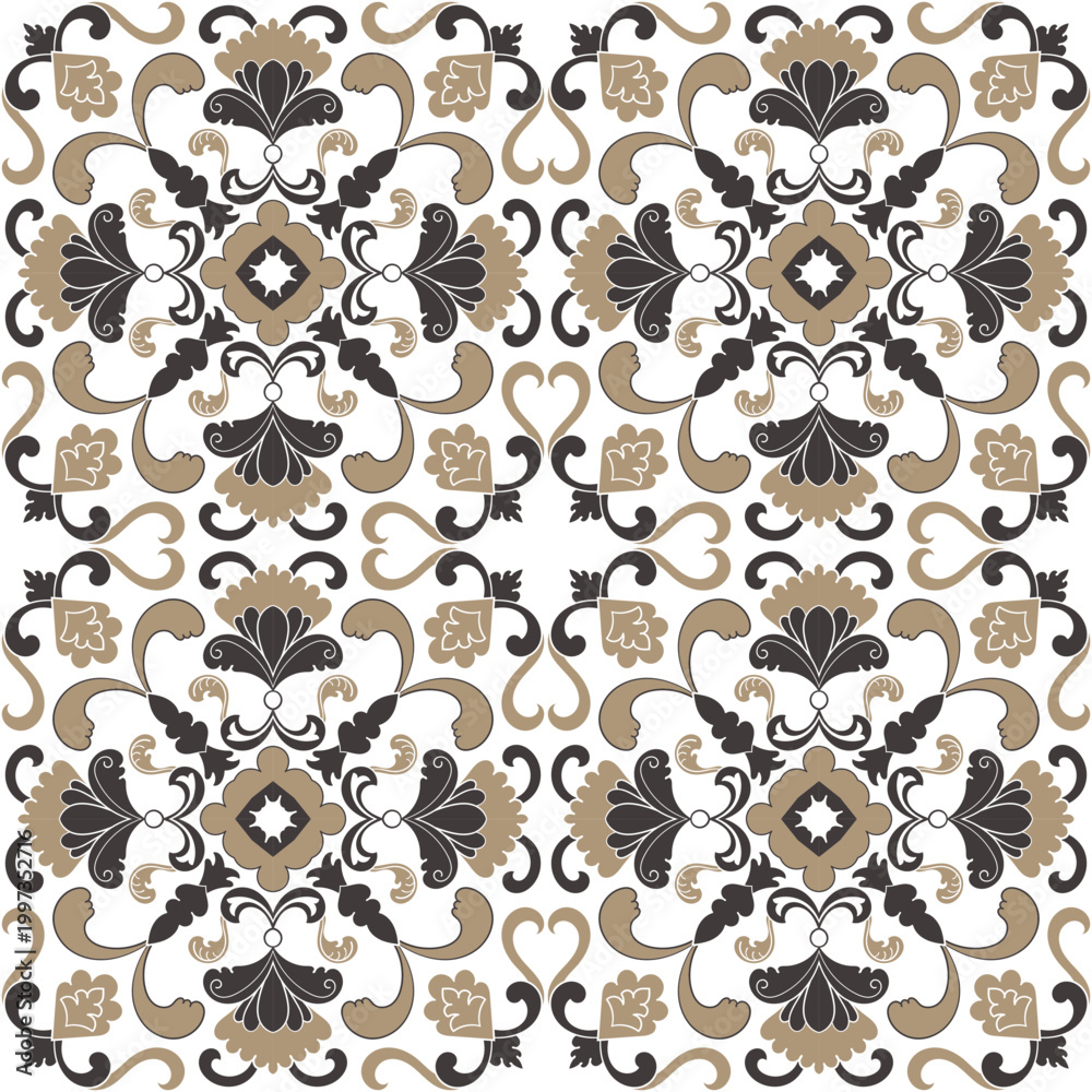 Fototapeta premium Seamless Damask wallpaper, woven fabric pattern, tribal design.