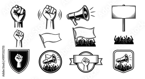 Protest and Revolution Action Vector Elements