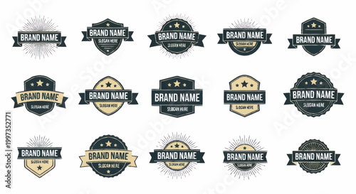 Collection of Vintage Brand Name Logos and Badges.