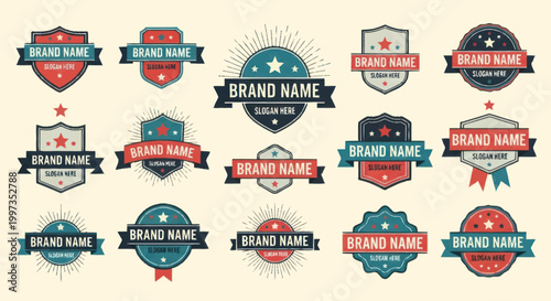 Collection of vintage retro badge emblems and labels.