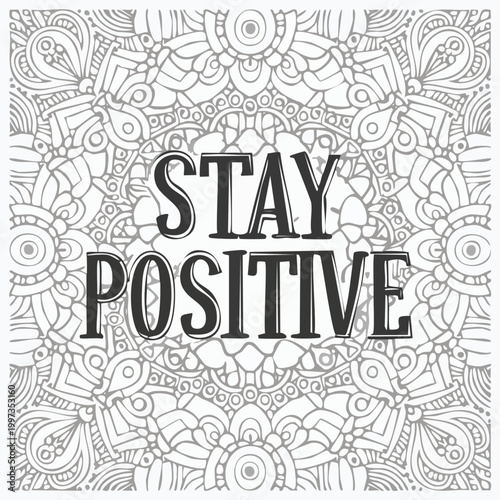 Positive Coloring Page for Adults with Floral Design