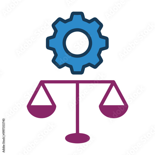 gear cog on balance scales symbolizing industry equilibrium