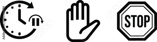 Stop, Pause, Time Icons: Halt, Wait, Delay, Decision, Action, Control