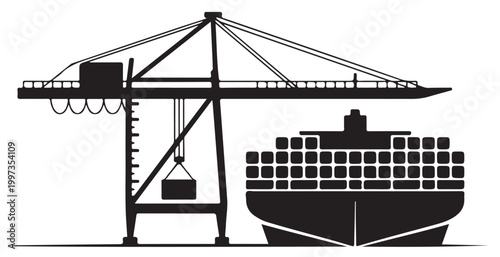 Container Ship Loading Cargo at Dockyard