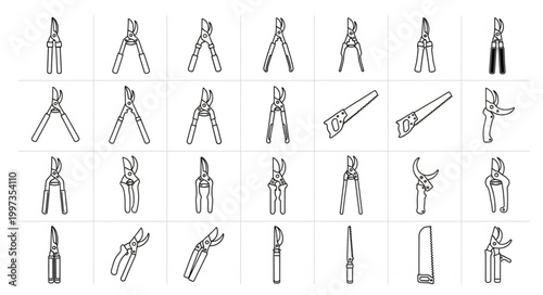 Canvas Print Collection of Hand Drawn Tools and Figures.