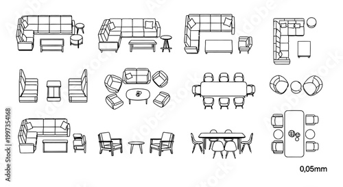 Professional 2D CAD Blocks Library for Architectural Planning Featuring Sofa and Couch Set Plan Vector Icons for Interior Design Floor Plans and Technical Blueprints