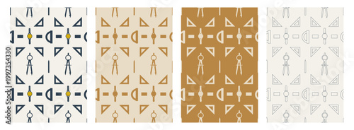 Minimalist school seamless pattern geometry