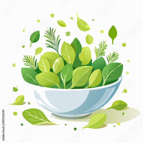 Frischer Kräutersalat minimalistisch und elegant angerichtet