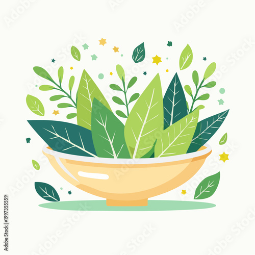 Frischer Kräutersalat minimalistisch und elegant angerichtet