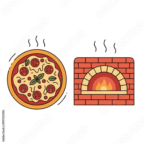 Delicious Pepperoni Pizza with Basil Leaves.