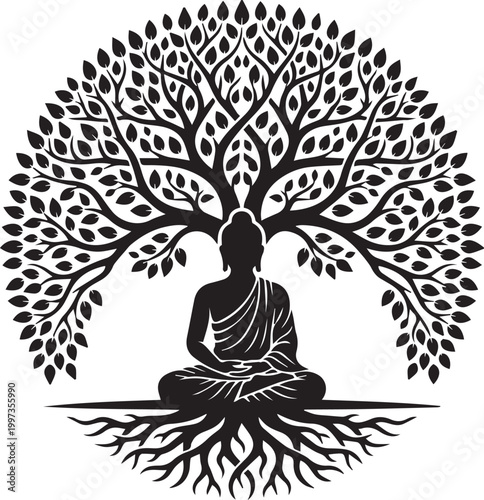 Meditation Under Sacred Tree Vector