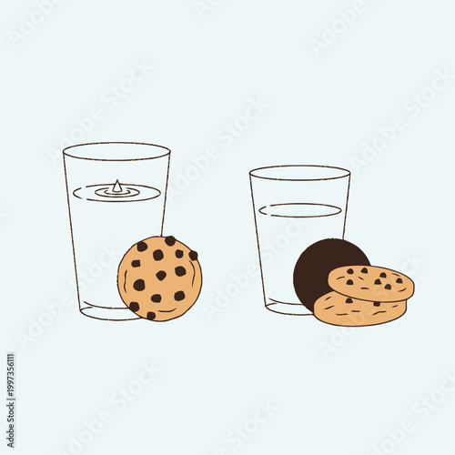 Glass of water with cookies.