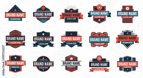 Collection of Vintage Brand Name Logos and Emblems.