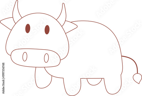 buffalo farm animal hand drawn outline