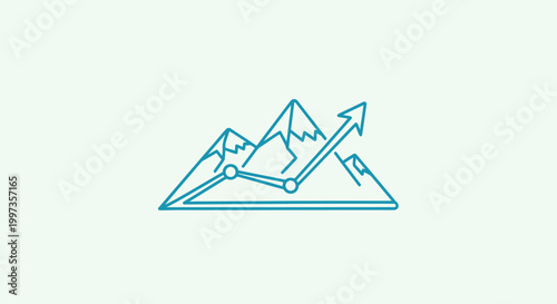 Mountain climbing and growth concept icon.
