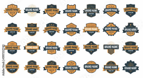 Collection of vintage retro badge emblems and labels.