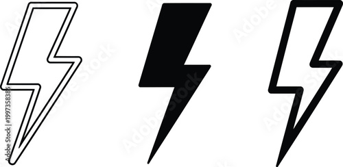 Three lightning bolt silhouettes a study in intensity and form