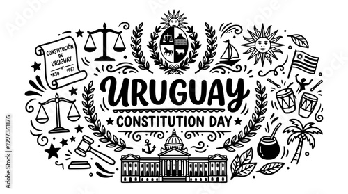 Uruguay Constitution Day Doodle Art