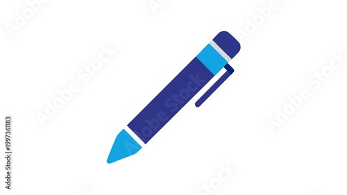 Stylized blue ballpoint pen on a dark background visual